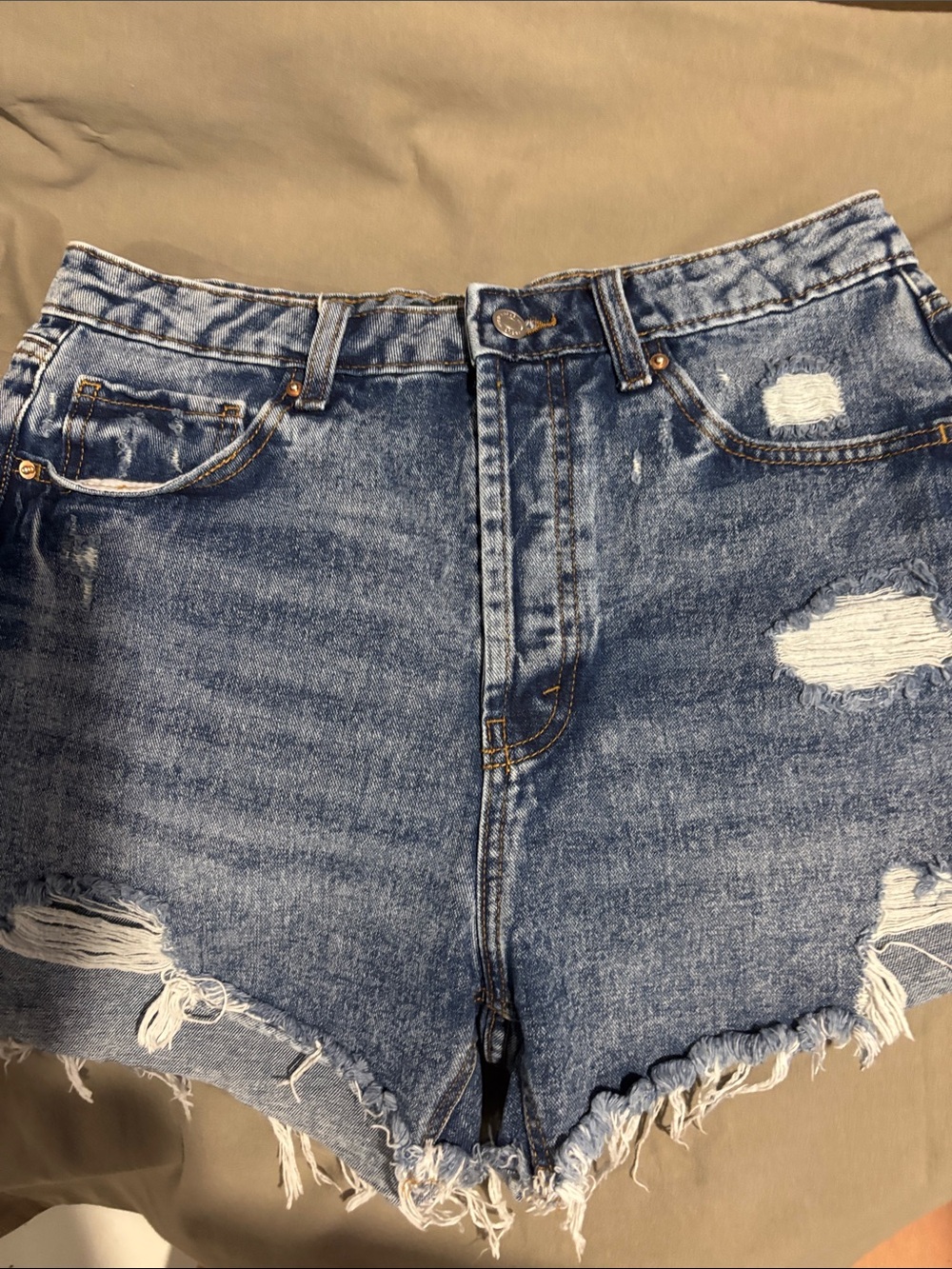 wild fable Distressed High-Rise Blue Denim Shorts